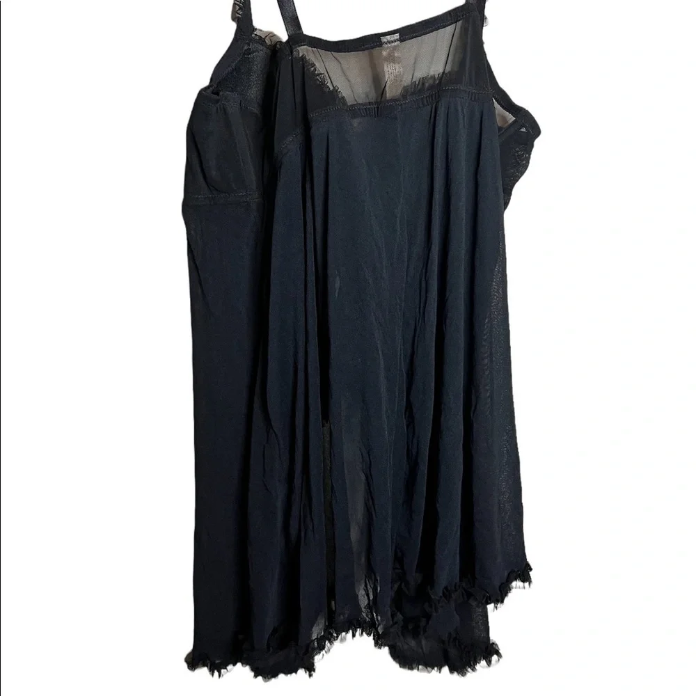 Cacique Sheer Nightgown Hearts Black Red Size 18/20 Valentines